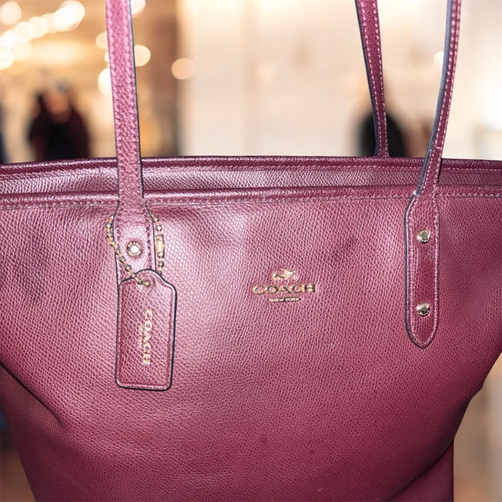 Coach Burgundy Leather Tote Bag